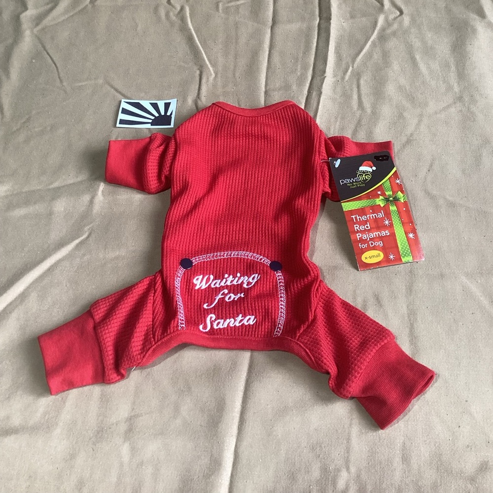 Pawslife Thermal Red Pajamas for Dogs "Waiting for Santa" X-Small